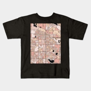 Fort Collins Map Pattern in Soft Pink Pastels Kids T-Shirt